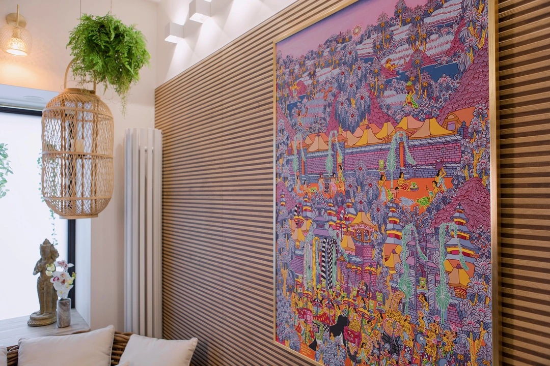 Tableau original balinais dans le salon de Paris Bali